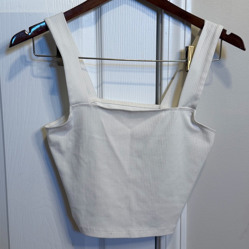 American Eagle Outfitters Cream Crop Top